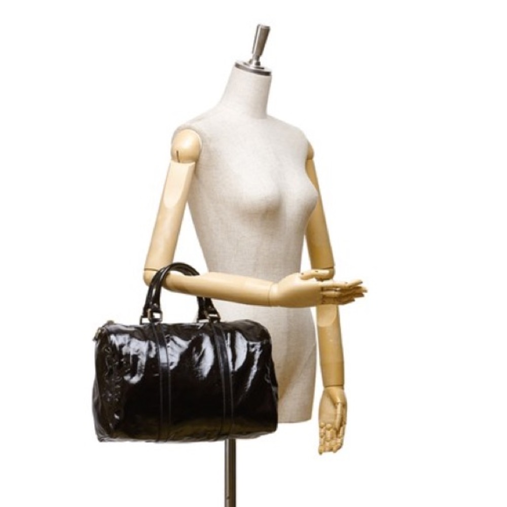 Gucci black coated canvas top handle bag